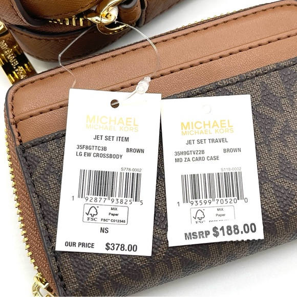 Michael Kors EW Crossbody Ba& Card Case Wallet Brown - Picture 10 of 10